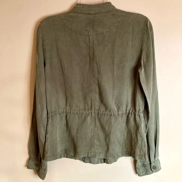 Sanctuary Army Style Utility Jacket Snap Front Pockets Olive Green Size S or M - Picture 12 of 14